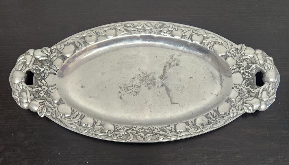 Vintage Peltrina Pewter Fruit Design Serving Platter